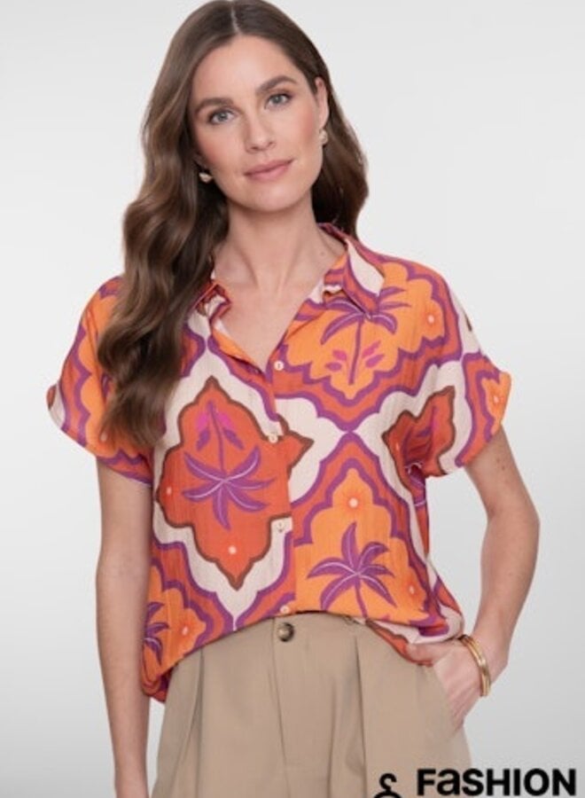 Blouse 63247-20 - 718 Ecru/Mango/Purple