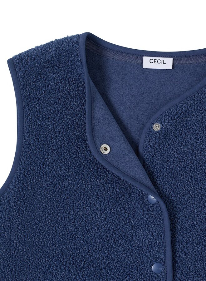 Cecil Gilet Teddy 220309 - 17473  Sporty Denim Blue