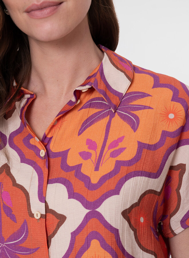 Geisha Blouse 63247-20 - 718 Ecru/Mango/Purple