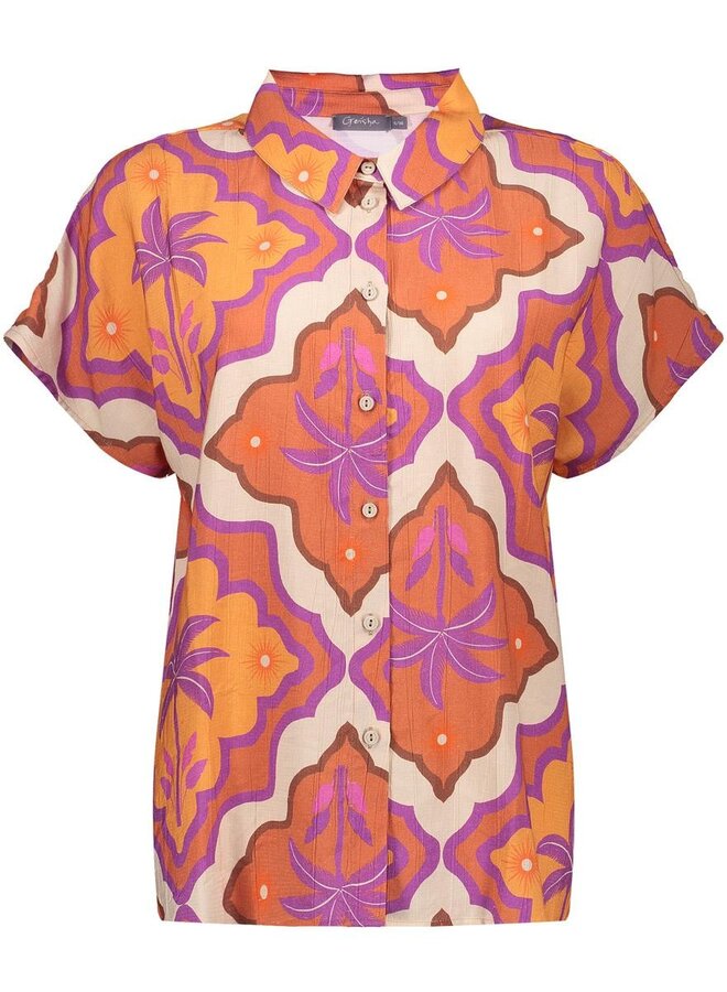 Geisha Blouse 63247-20 - 718 Ecru/Mango/Purple