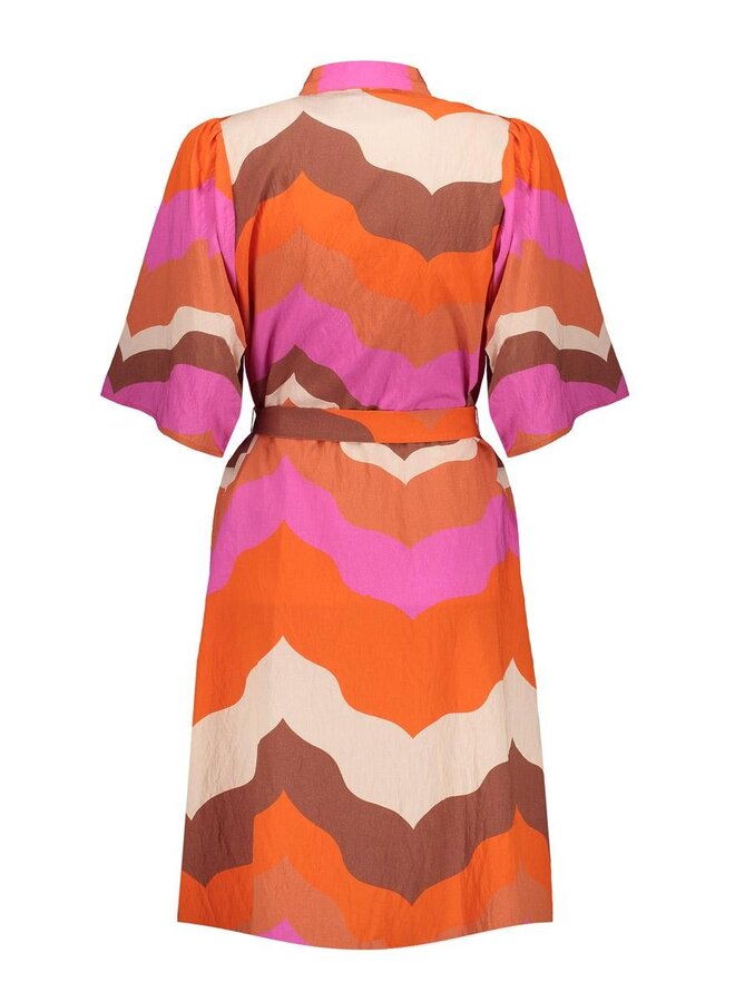 Geisha Jurk 67103-20 - 718 Ecru/Brown/Cassis