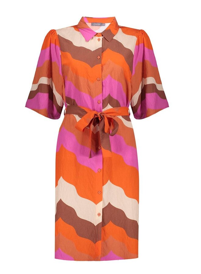 Geisha Jurk 67103-20 - 718 Ecru/Brown/Cassis