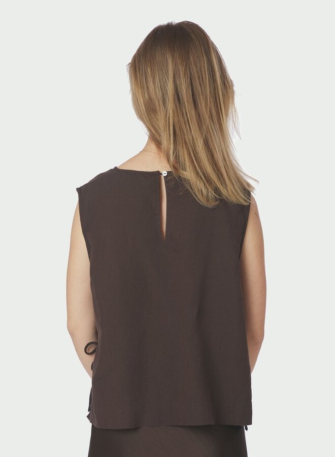 Neo Noir Top Svetlana Linen 159947 - 676 Dark Brown