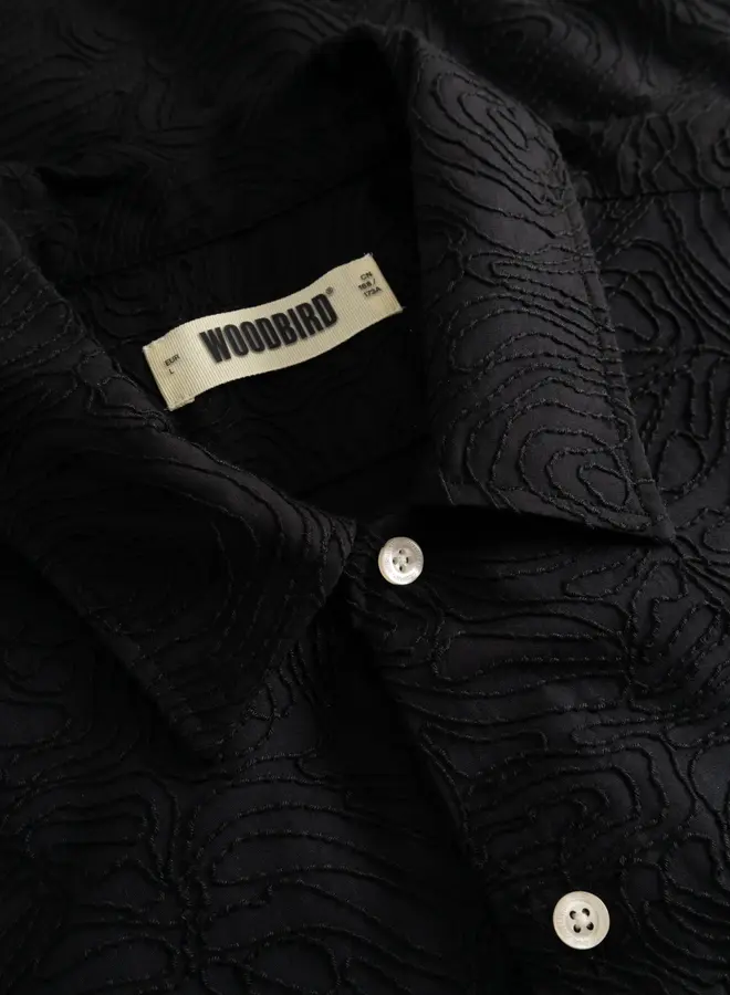 Woodbird Over hemd Korte Mauw WBWang Embroidery 2616-702 - Black