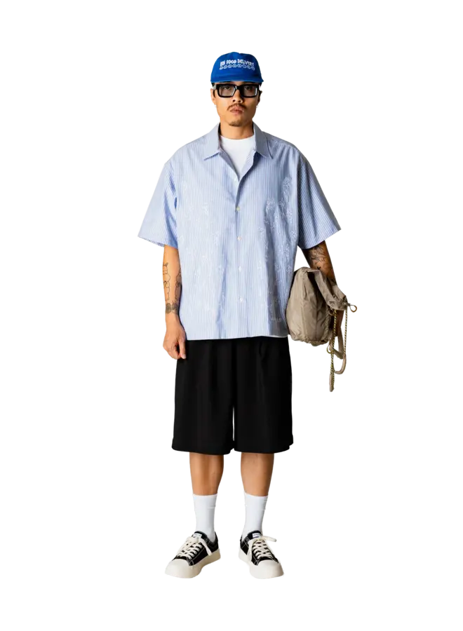 Woodbird Overhemd Korte Mauw WBWang Ox Flower 2616-704 - Light Blue