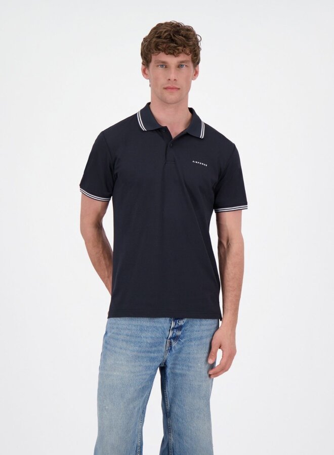 Airforce Polo Double Stripe HRM0655 -  Dark Navy Blue//White