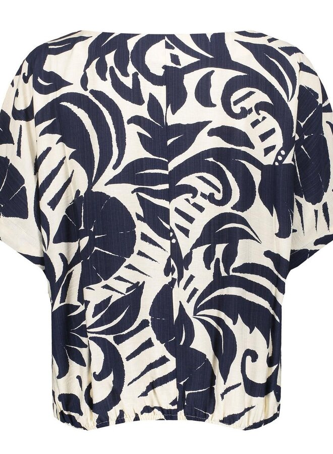 Geisha Blouse 63236-26 - 675 Navy/Off-White