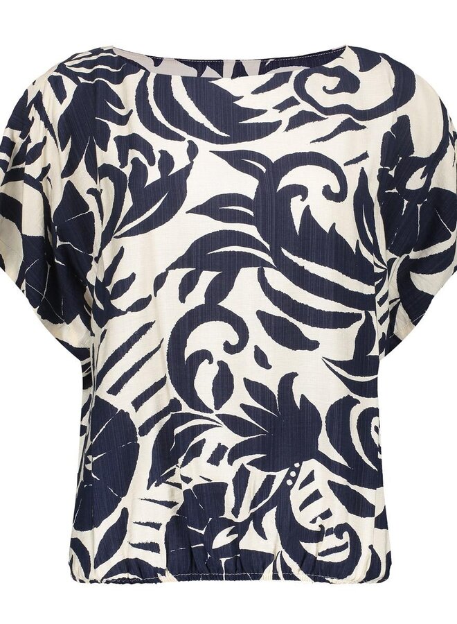 Geisha Blouse 63236-26 - 675 Navy/Off-White