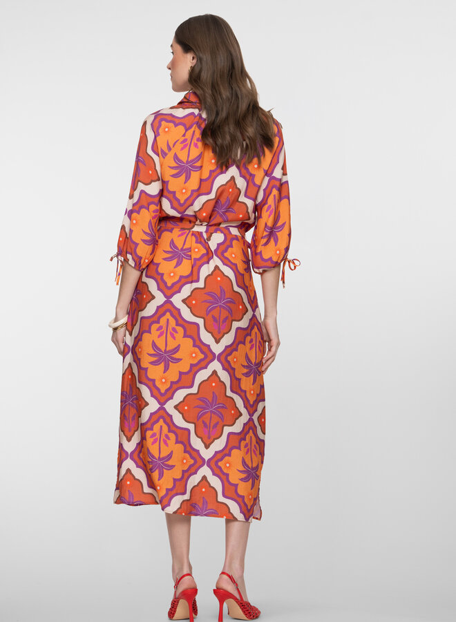 Geisha Jurk 67104-20 - 718 Ecru/Mango/Purple