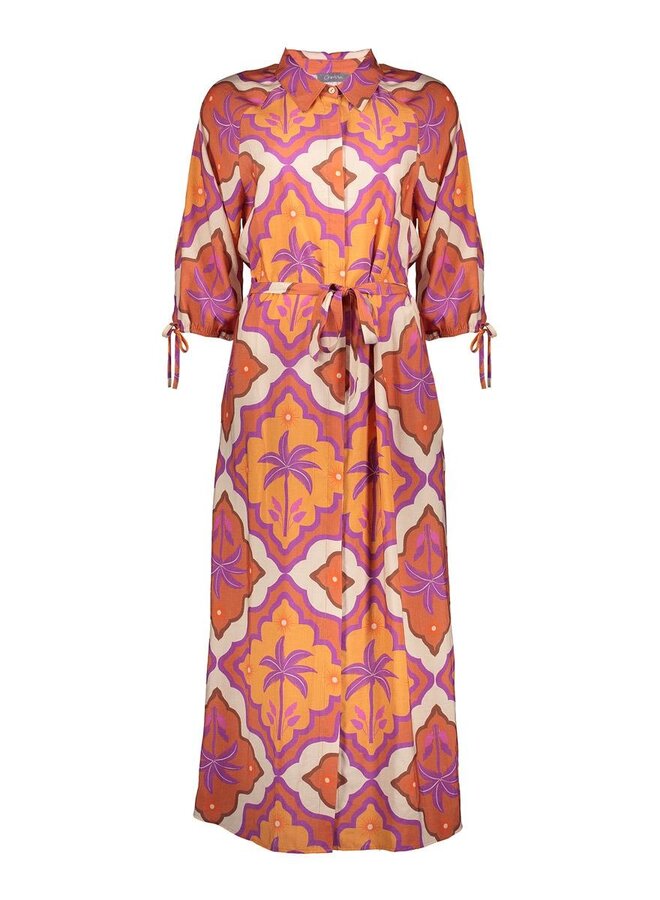 Geisha Jurk 67104-20 - 718 Ecru/Mango/Purple