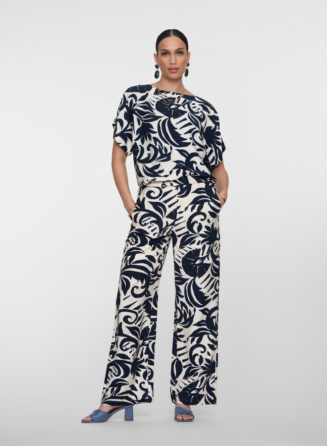 Geisha Broek 61141-26 - 675 Navy/Off-White