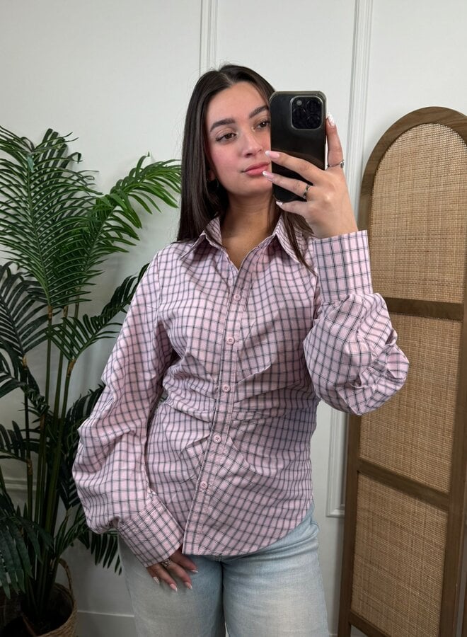 Ambika Amerie Blouse - Pink Grid