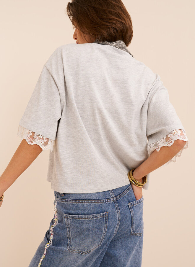 My Jewellery T-Shirt Met Kanten Mouwen MJ16302-1000 - Grijs