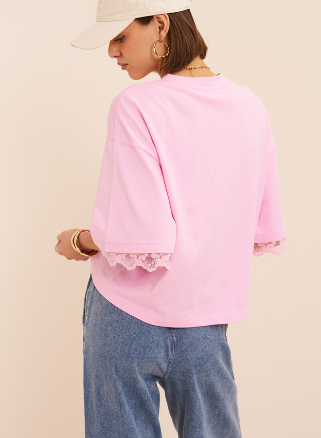 My Jewellery T-Shirt Met Kanten Mouwen MJ16301-0725 - Roze