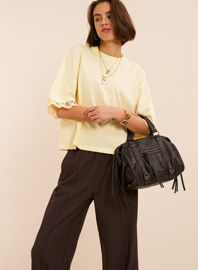 T-Shirt Met Kanten Mouwen MJ16301-0400 - Geel