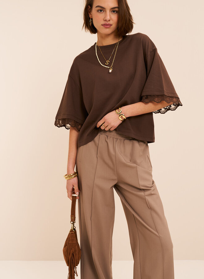 My Jewellery T-Shirt Met Kanten Mouwen MJ16301-0100 - Bruin