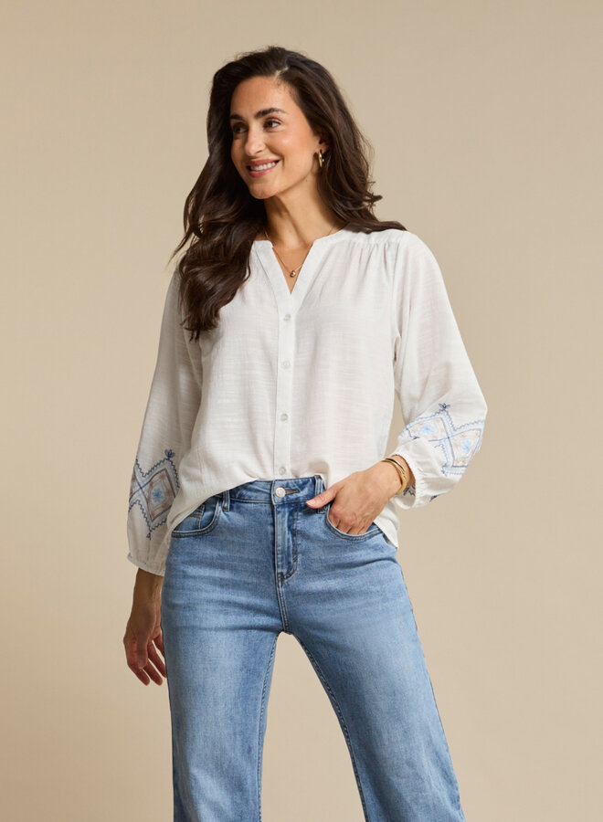 Red button Blouse SRB4829 - 384 Wit