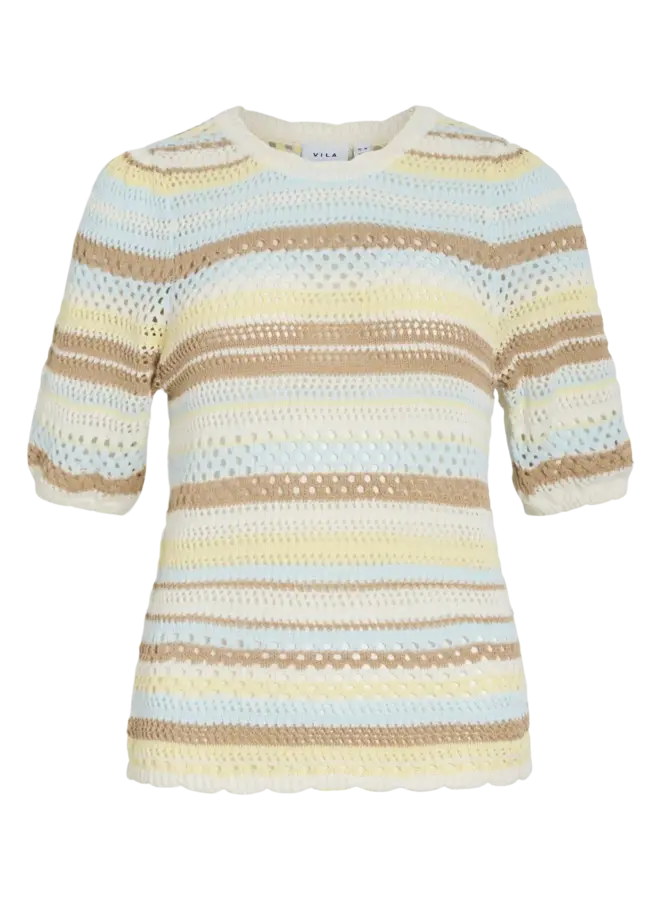 Gestreept T-Shirt VIMINA 14114799 - Pastel Yellow