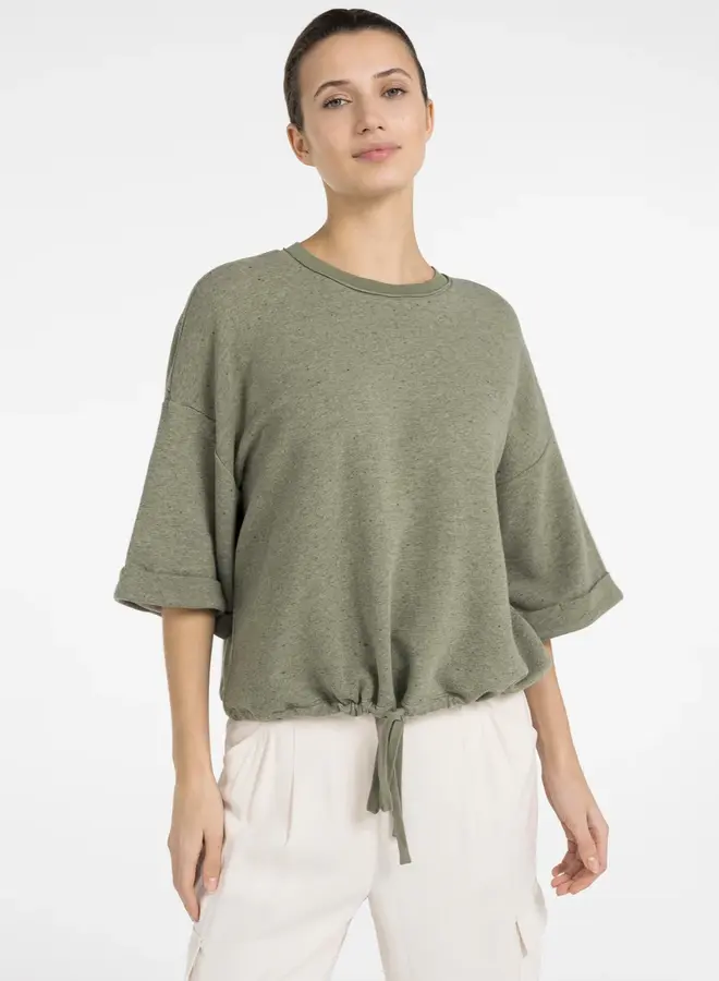 Korte Mouw Sweater 01-109120-604 - 990652 Army Green Melange