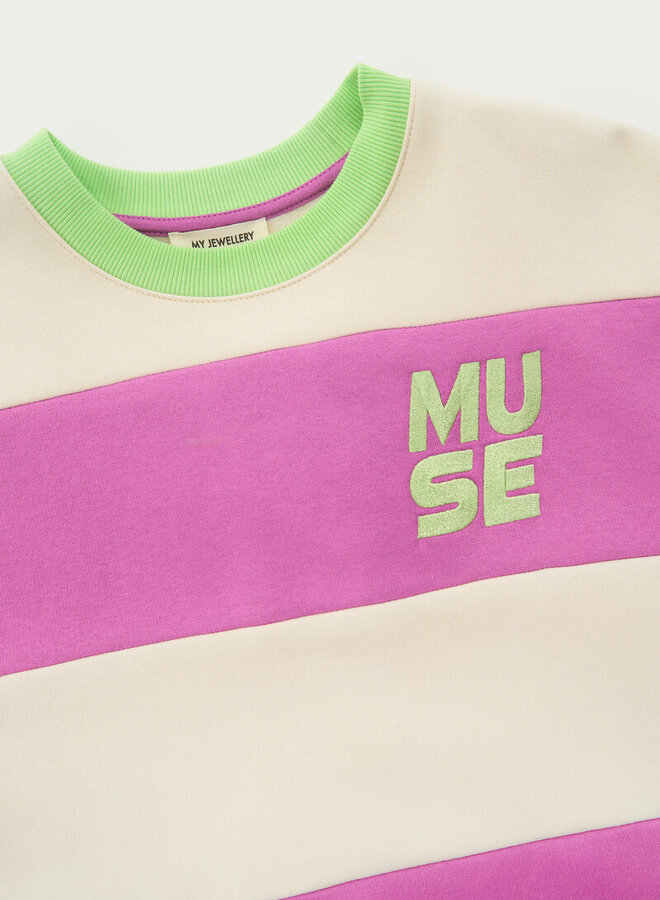 My jewellery Gestreepte Sweater MJ15042 - 0725 Paars