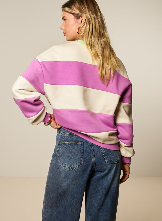 My jewellery Gestreepte Sweater MJ15042 - 0725 Paars