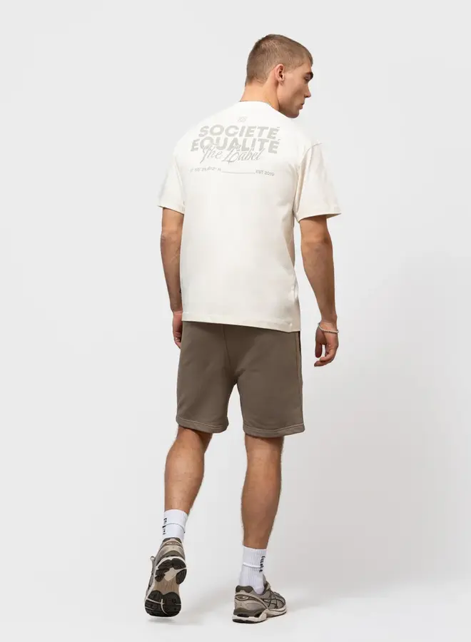 Equalité T-Shirt SOCIETÉ EQ.26.3.6.4.116 - 116 Off White & Taupe