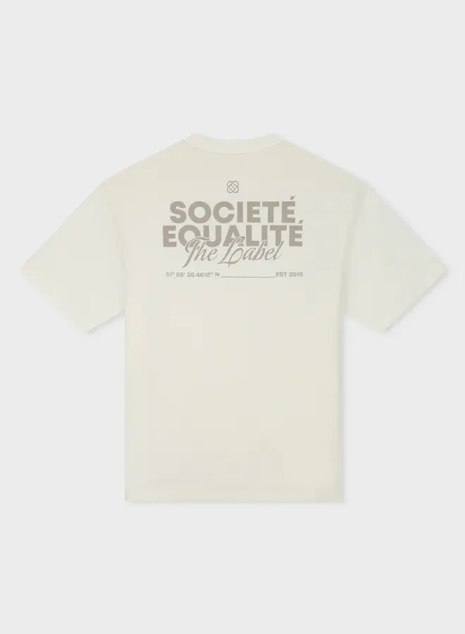 Equalité T-Shirt SOCIETÉ EQ.26.3.6.4.116 - 116 Off White & Taupe