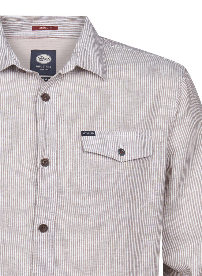 Petrol Lange Mouw Overhemd M-1060-SIL401 - 7130 Light Tan