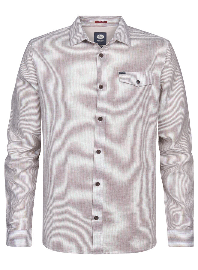 Petrol Lange Mouw Overhemd M-1060-SIL401 - 7130 Light Tan