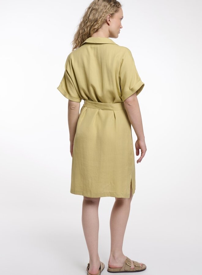 Rino & Pelle Linnen Jurk Gwenn 7002623 - 11020 Green Curry