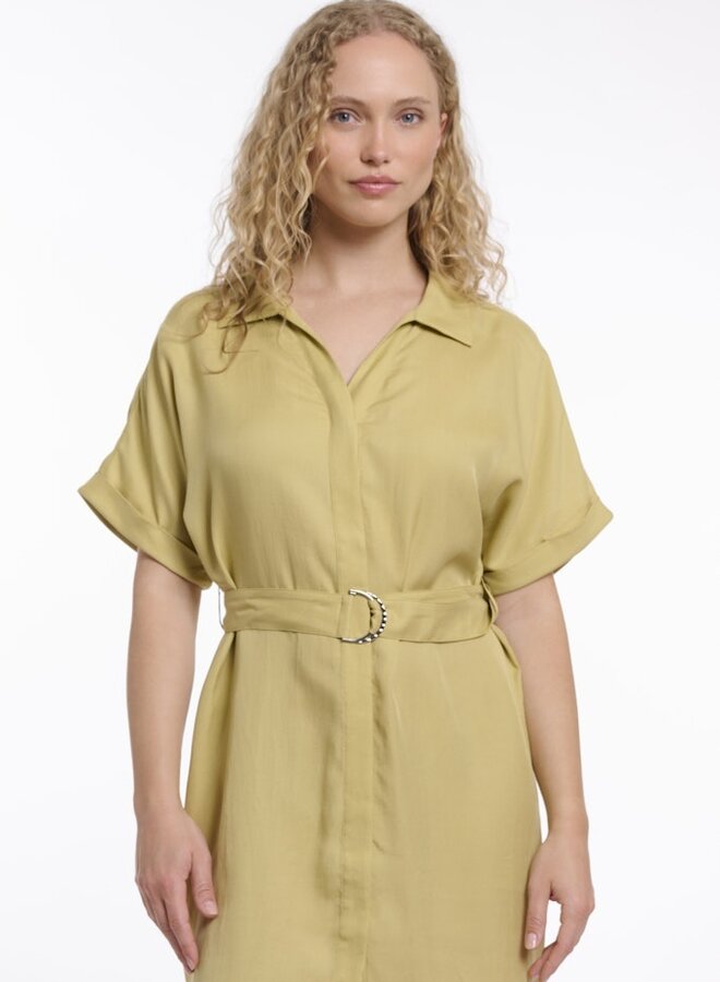 Rino & Pelle Linnen Jurk Gwenn 7002623 - 11020 Green Curry