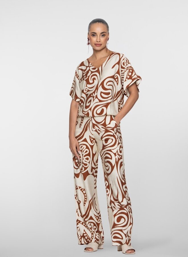 Geisha Broek 61401-26 - 760 Ecru/Tabacco