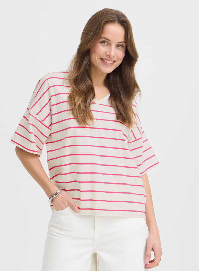 B.young T-Shirt BYPANDINNA 20819046 - Raspberry Rose/White Stripe