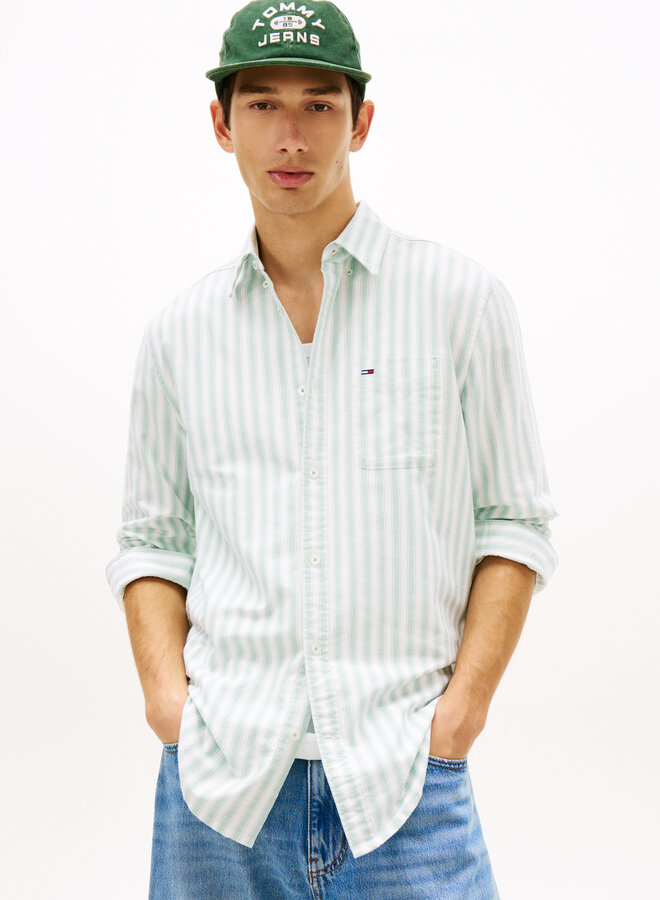 Tommy Hilfiger Overhemd Met Lange Mouw DM0DM22790 - L5Y Bahama Green Stripe