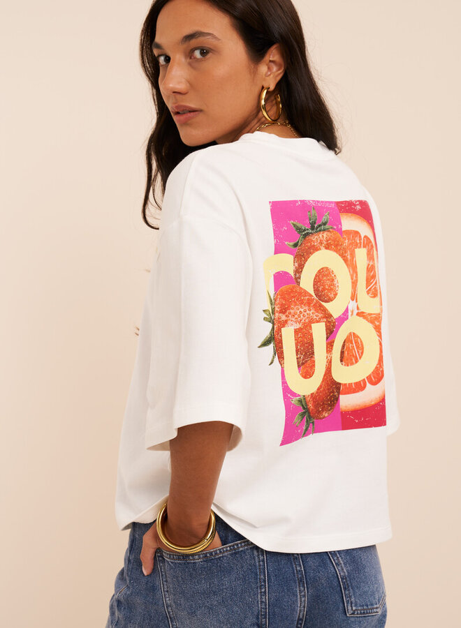 T-Shirt 'Coucou' MJ16230-0900 - Wit