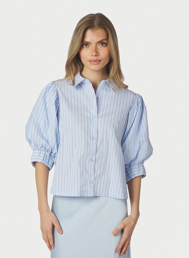 Neo Noir Blouse 168625 Etta Stripe Stone Shirt - 145 Light Blue