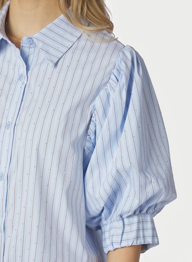Neo Noir Blouse 168625 Etta Stripe Stone Shirt - 145 Light Blue