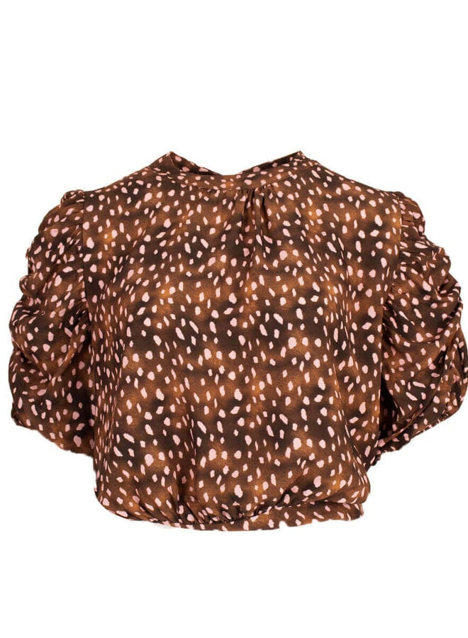 Azzurro Blouse A-5573 - Dark Brown/Pink