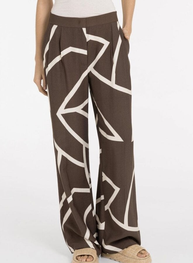 Wijde Broek 01-301260-605 - 912161 Chocolate Martini Brown Dessin