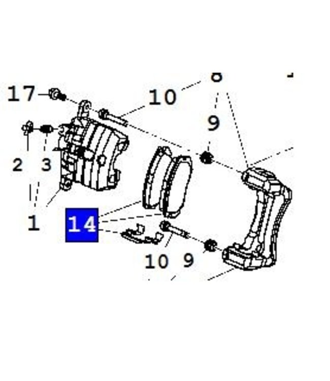 Remblok set voor 16", 9-5 2010- Textar