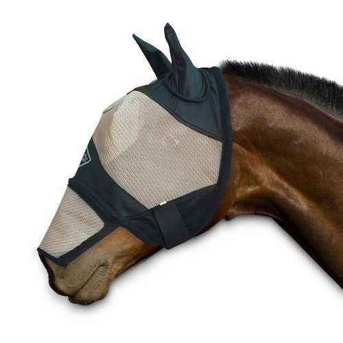Sectolin Chetaime Vliegenmasker met oren en afritsbare neus - Zwart/Beige Sectolin Chetaime Vliegenmasker met oren en afritsbare neus - Zwart/Beige