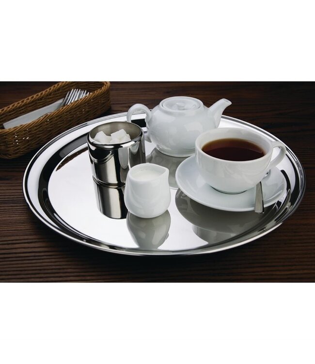 Dienblad rond 405 x 23 mm roestvrijstaal - Fusion plus