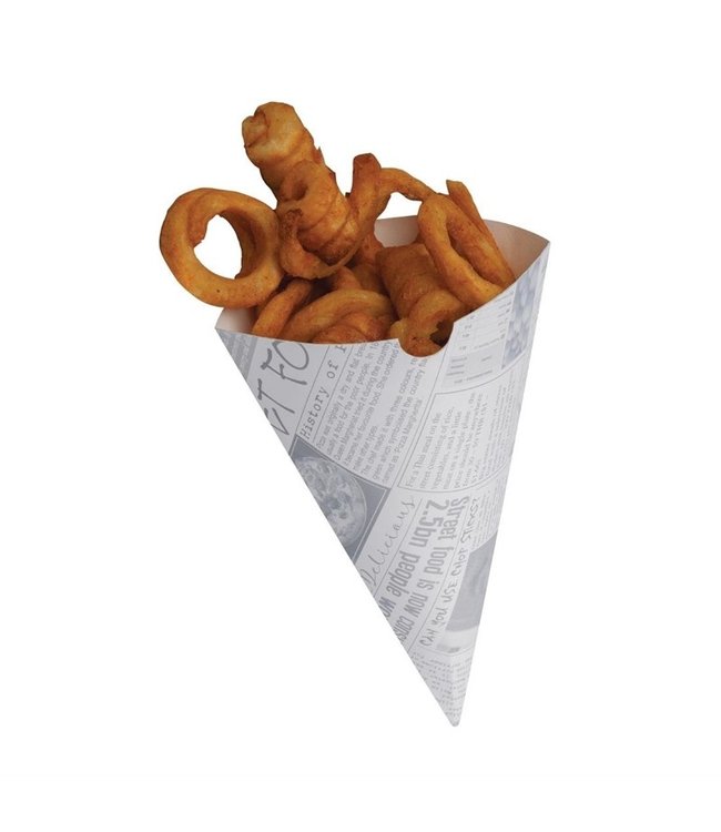 Friteszakken met krantenprint 151 x 183 mm - Biologisch afbreekbaar | prijs & verp per 1000 stuks