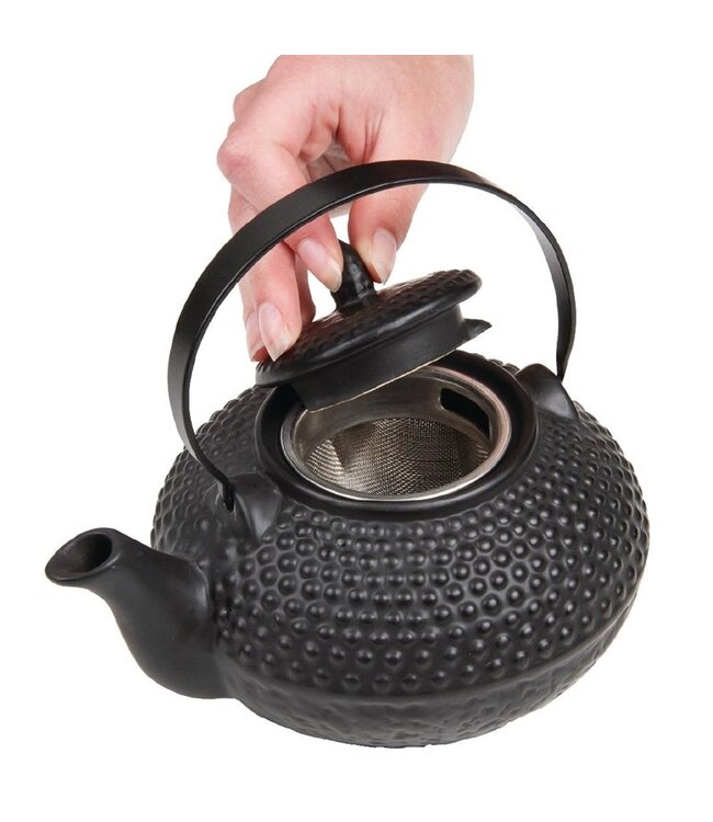 Theepot in orientaalse stijl zwart keramiek 85 cl