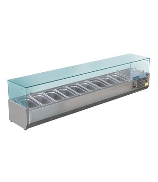 Polar Opzetkoelvitrine 9x 1/3GN 2000 x 395 x 435 mm (bxdxh) - Polar