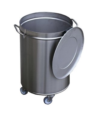 Fusion plus Afvalemmer verrijdbaar met deksel 100 ltr 450 x 685 mm (h) - Roestvrijstaal