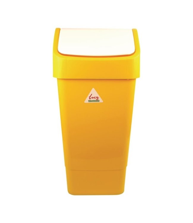 Afvalbak met schommeldeksel geel 50 ltr 330 x 320 x 710 mm - SYR