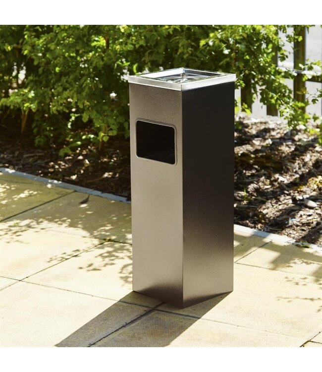 Papierbak vierkant met asbak 10 ltr 200 x 200 x 600 mm - Bolero