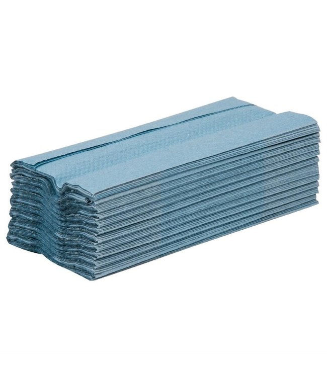 Handdoek C-vouw 1-laags blauw 225 x 95 mm - Jantex | prijs & verp per 2850 vellen