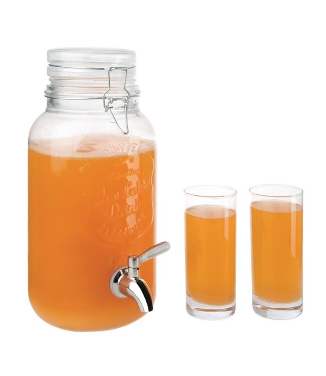 Drankdispenser met tekst en klemdeksel 3,6 ltr 195 x 145 x 325 mm - Fusion plus